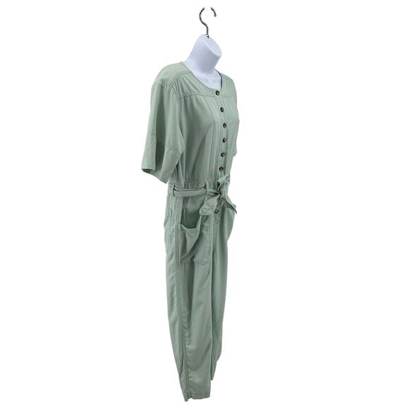 Madewell Mint Green Top-Stitched Coverall Jumpsuit Romper WMNS 8 Button Up - Picture 6 of 12